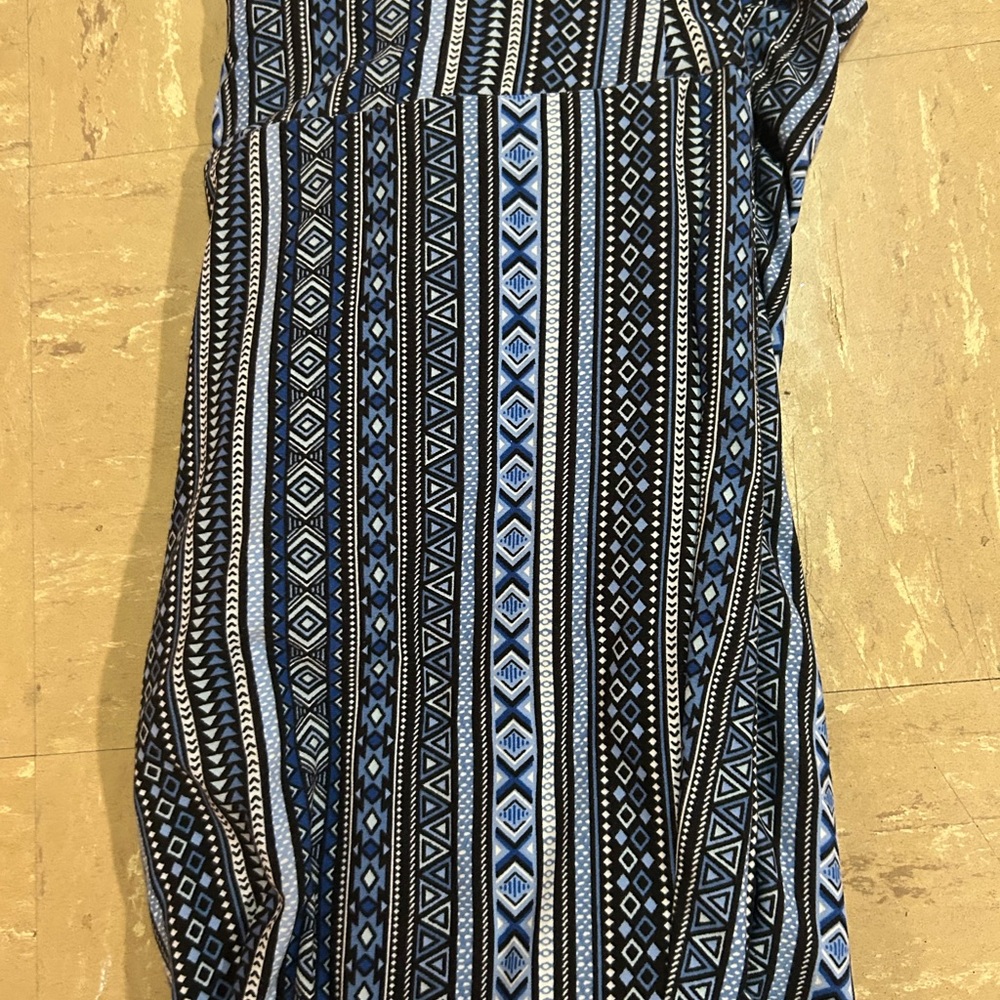 No Boundaries Geometric Print Dress - Black, Blue, White